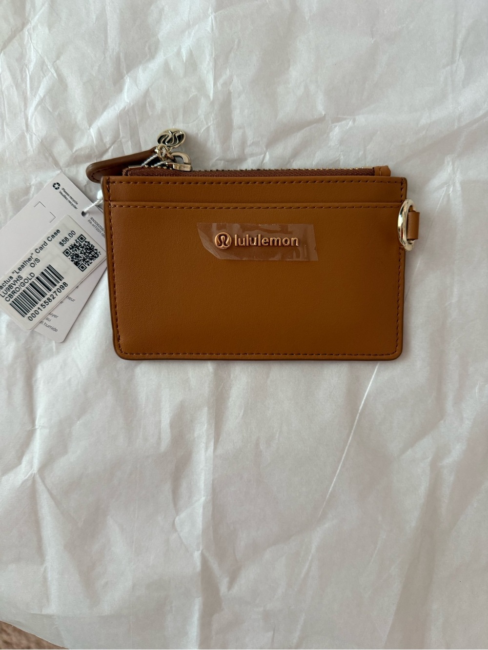 lululemon athletica tan zip card case wallet